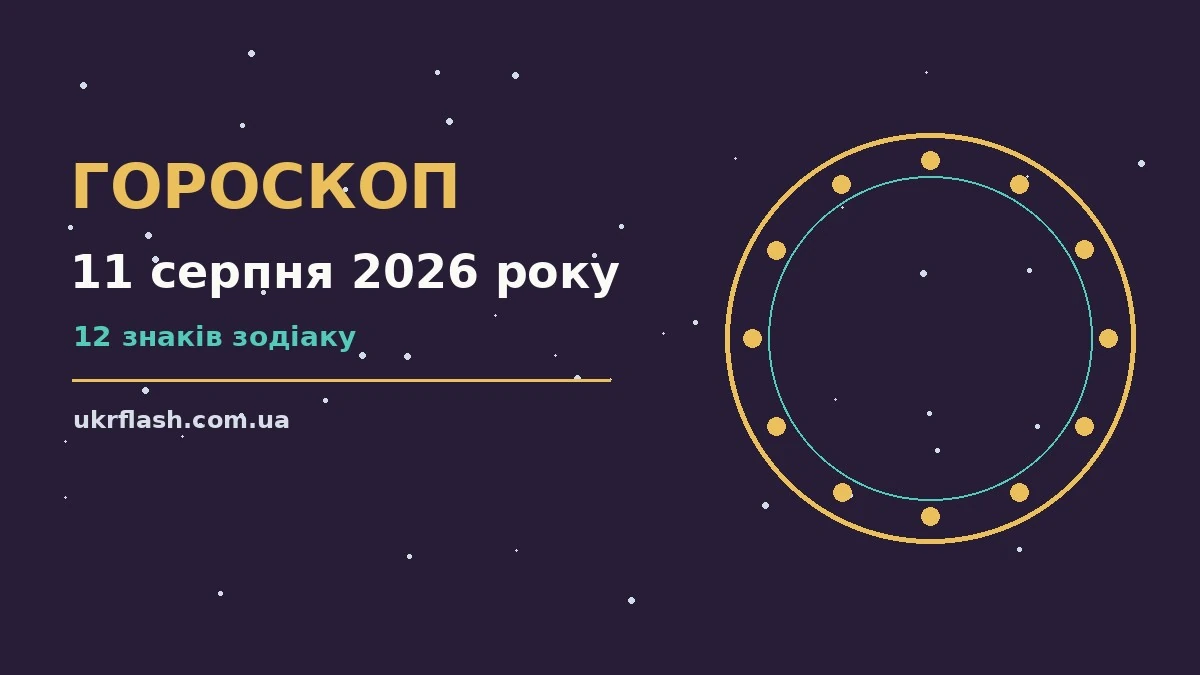 Гороскоп на 11 серпня 2026 року, ілюстрація знаків зодіаку у ніжно-золотистих відтінках