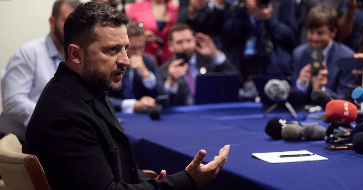 Президент України Володимир Зеленський під час виступу на шостому саміті Міжнародної Кримської платформи в Нью-Йорку